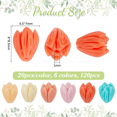 120Pcs 6 Colors Dyed Synthetic Coral Beads CORA-PH0001-01-1