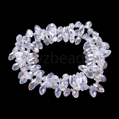 Electroplate Glass Faceted Teardrop Beads Strands X-EGLA-D014-01-1
