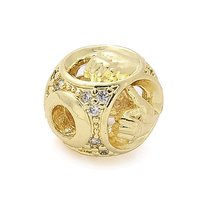 Brass Micro Pave Cubic Zirconia Beads KK-Z095-03G-05-1