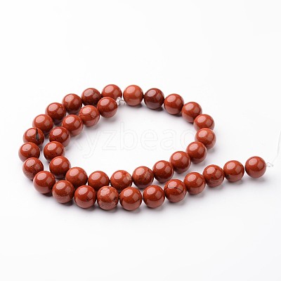 Round Natural Red Jasper Bead Strands G-J346-21-10mm-1