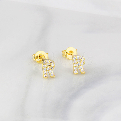 Brass Clear Cubic Zirconia Stud Earrings WGC2A80-18-1