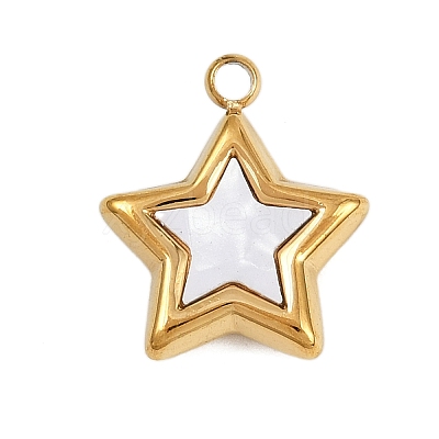 304 Stainless Steel Pave Synthetic Shell Pendants STAS-P402-03B-G-1