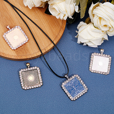 Alloy Rhinestone Pendant Cabochon Settings ALRI-SC0001-002-1