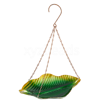 1Pc Leaf Iron Bird Hanging Feeder Tray AJEW-GA0007-34-1