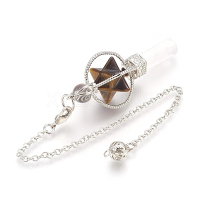 Natural Tiger Eye Dowsing Pendulums KK-F756-06D-1