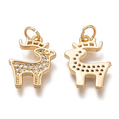 Brass Micro Pave Clear Cubic Zirconia Pendants ZIRC-B002-45G-1