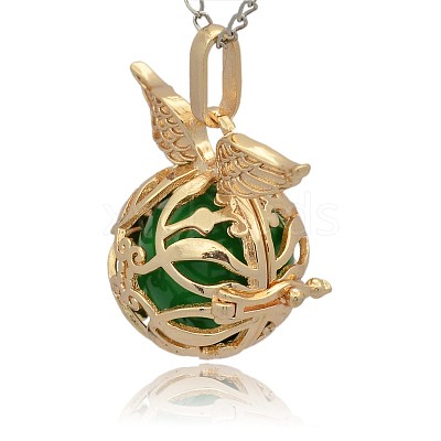 Golden Tone Brass Cage Pendants KK-J213-15G-1