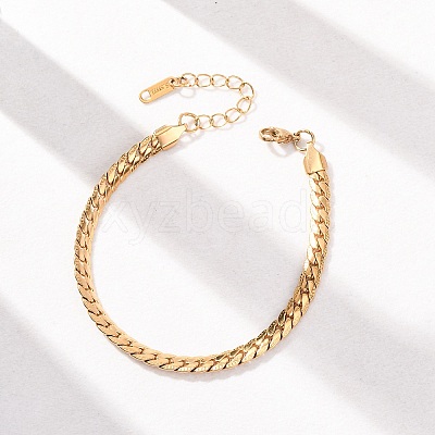 304 Stainless Steel Panzer Chain Bracelets for Women BJEW-F529-15G-1