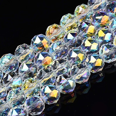 Electroplate Transparent Glass Beads Strands EGLA-N002-18B-B01-1