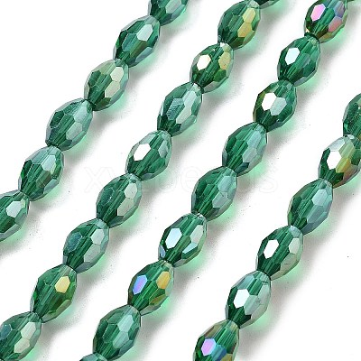 Transparent Electroplate Glass Beads Strands EGLA-A037-T6x8mm-B15-1