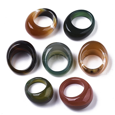 Natural Agate Rings G-N0326-033-1