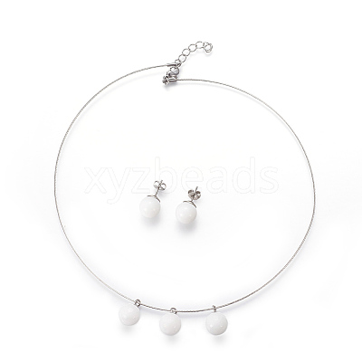 (Jewelry Parties Factory Sale)304 Stainless Steel Stud Earrings & Pendant Necklaces Jewelry Sets SJEW-L135-02B-03-1