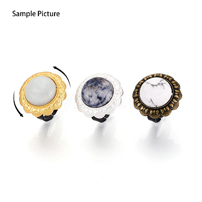 Adjustable Flower Alloy & Iron Bezel Cup Ring Base with Rotatable Tray MAK-T012-07G-1