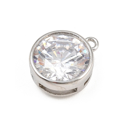 Brass Pave Clear Cubic Zirconia Charms CU-CBAD306-24C-P-1