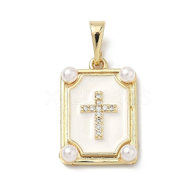 Brass Micro Pave Cubic Zirconia Pendants KK-H255-07G-01-1