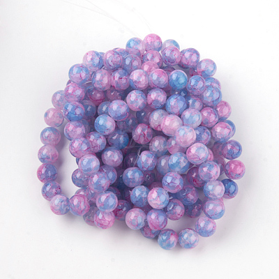 Baking Paint Crackle Glass Bead Strands DGLA-Q023-6mm-YS55-1