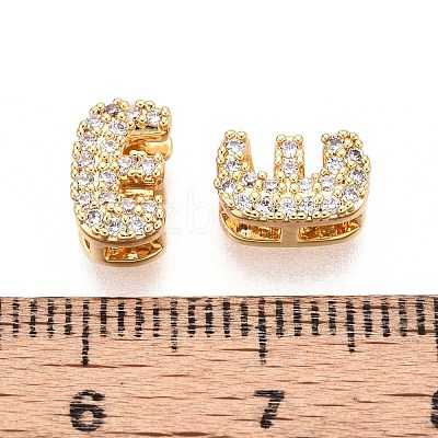 Brass Micro Pave Clear Cubic Zirconia Beads KK-T071-17G-E-1
