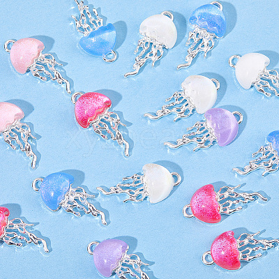 20Pcs 5 Colors Alloy Resin Pendants FIND-BM0001-61S-1