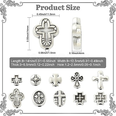 100Pcs 10 Styles Tibetan Styles Alloy Beads FIND-CJ0006-03-1