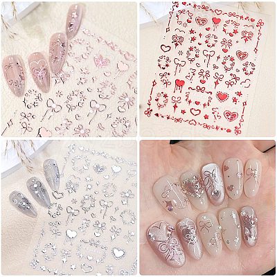 3Pcs 3 Colors Plastic Nail Art Stickers MRMJ-DJ0001-29-1