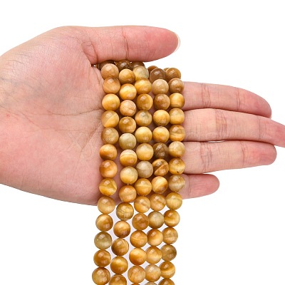 Natural Gold Tiger Eye Beads Strands G-G212-8mm-18-1