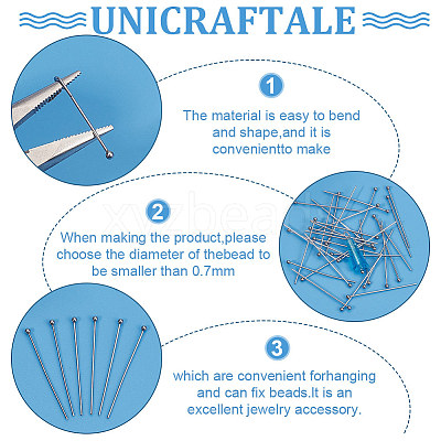 400Pcs 304 Stainless Steel Ball Head Pins STAS-UN0049-22-1
