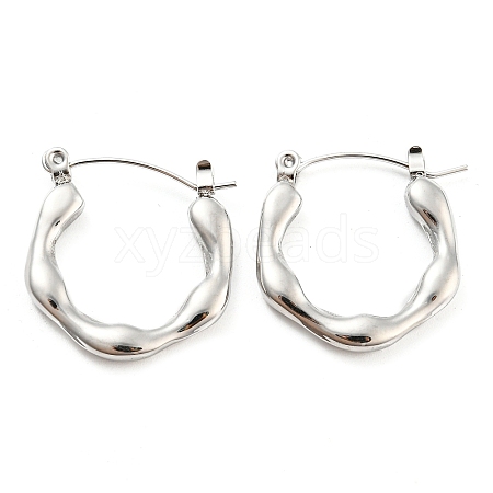 Wave Ring 304 Stainless Steel Hoop Earrings for Women EJEW-C067-11P-1