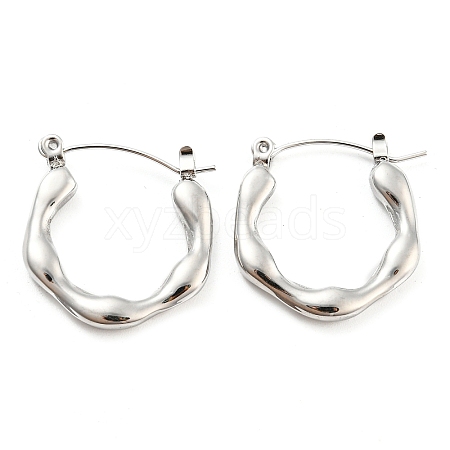 Non-Tarnish Wave Ring 304 Stainless Steel Hoop Earrings for Women EJEW-C067-11P-1