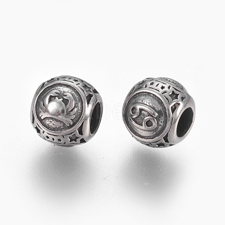 316 Surgical Stainless Steel European Beads STAS-F195-128P-08-1