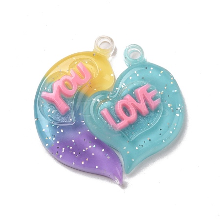 Gradient Color Translucent Resin Pendants RESI-G048-01B-1