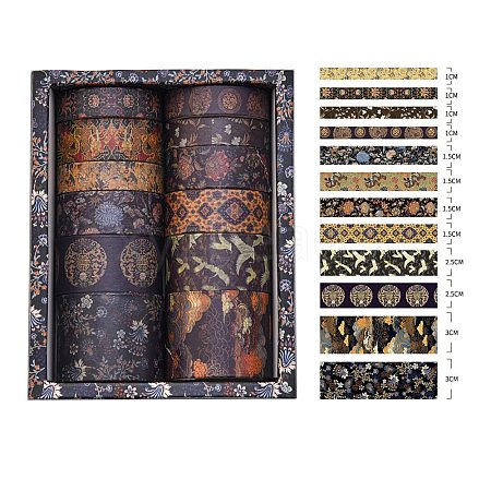 12 Rolls Chinese Style Floral Paper Decorative Paper Tapes Set STIC-H002-02H-1