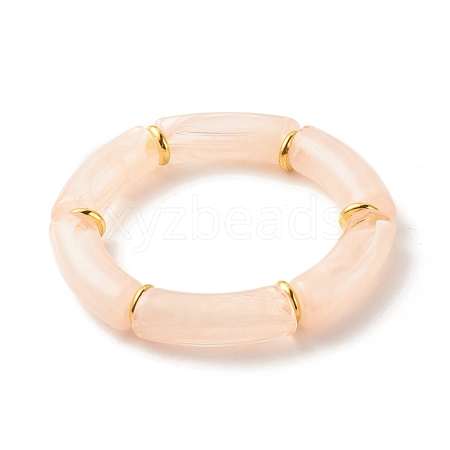 Acrylic Tube Beaded Stretch Bracelets BJEW-JB07774-05-1
