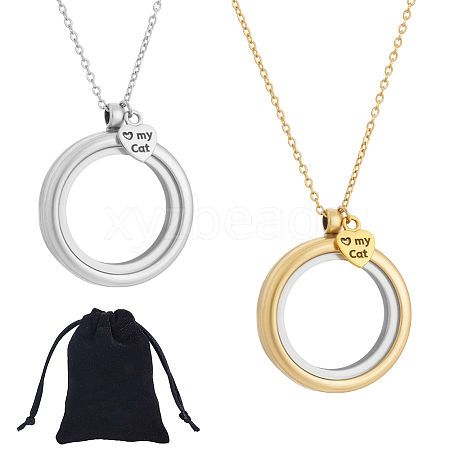 2Pcs 2 Colors 304 Stainless Steel Cable Chain Necklace NJEW-NB00010-1