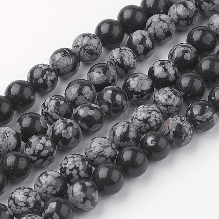 Natural Snowflake Obsidian Bead Strands G-G735-72-8mm-1
