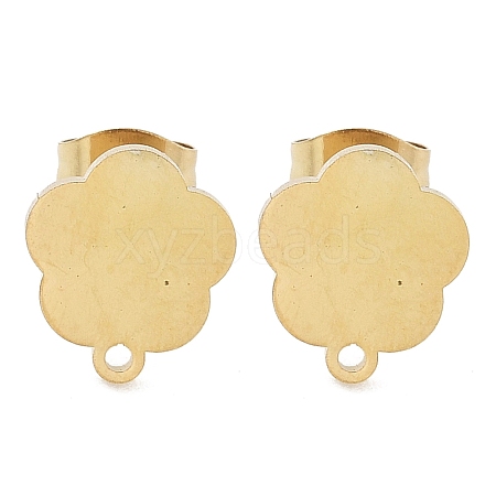 Flower Ion Plating(IP) 304 Stainless Steel Stud Earring Findings STAS-I206-113G-1