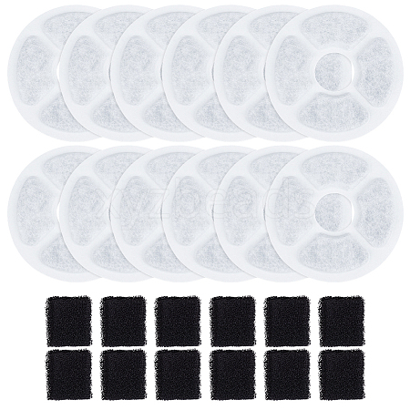 24Pcs 2 Styles Donut Shape & Rectangle Activated Carbon & Non-woven Fabrics Sheet for Pet Water Dispenser Filter Cartridge AJEW-OC0014-71-1