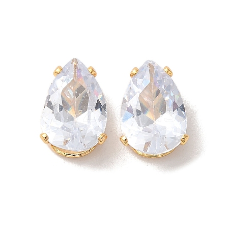 Brass Clear Cubic Zirconia Cabochons LS-STAS-M294-30D-1