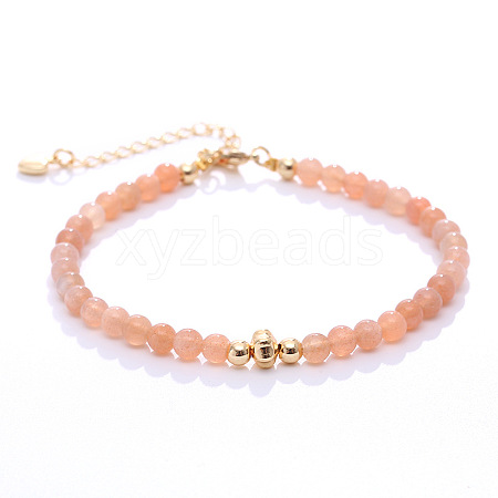 Synthetic Sunstone Round Beaded Bracelet RG1104-4-1