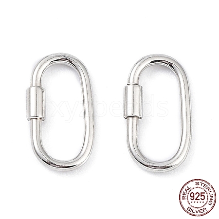Rhodium Plated 925 Sterling Silver Locking Carabiner Clasps STER-K173-20P-1