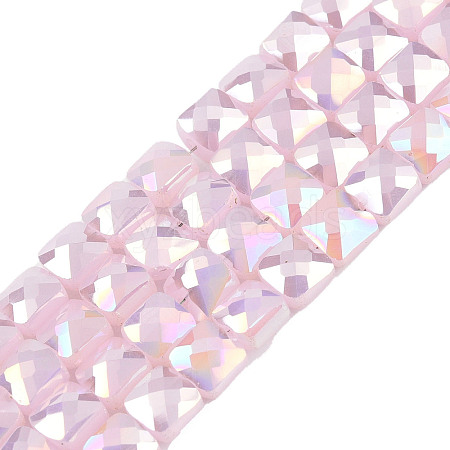 Electroplate Opaque Solid Color Glass Beads Strands X-EGLA-N002-42-01-1
