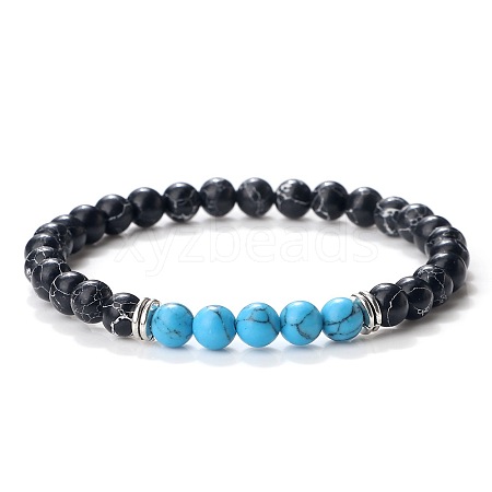 Simple Fashion Natural Gemstone & Synthetic Turquoise Beaded Stretch Bracelets for Women KD8303-8-1