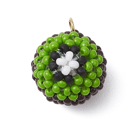 Beaded Kiwi Fruit Charms PALLOY-MZ00436-1