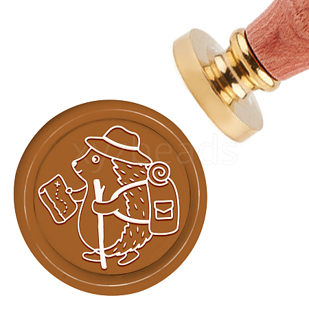 Brass Wax Seal Stamp with Handle AJEW-WH0184-0386-1