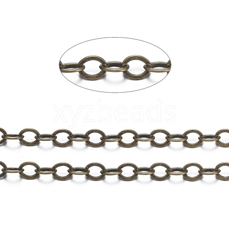 Brass Flat Oval Cable Chains CHC029Y-AB-1