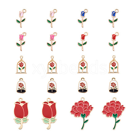 Mega Pet 40Pcs 8 Style Zinc Alloy Enamel Pendants ENAM-MP0001-04-1