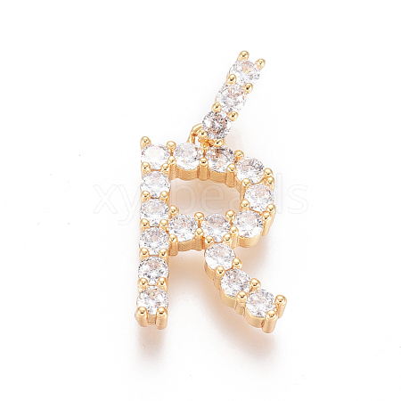 Golden Plated Brass Micro Pave Clear Cubic Zirconia Pendants ZIRC-L093-01R-1