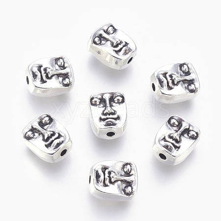 Tibetan Style Alloy Human Face Beads X-TIBEP-GC184-AS-RS-1