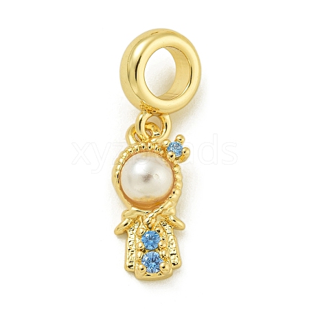 Rack Plating Brass & Cubic Zirconia & ABS Plastic Pearl European Pendants KK-Z067-61C-G-1