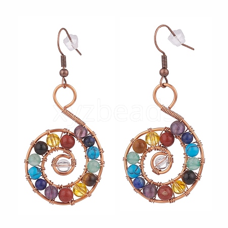 Gemstone Dangle Earrings EJEW-JE04906-01-1