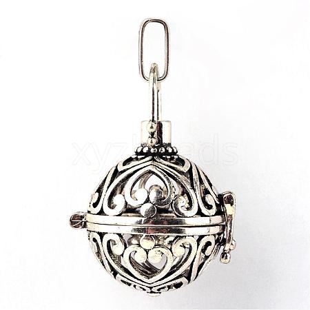 Rack Plating Brass Cage Pendants KK-S751-034AS-1